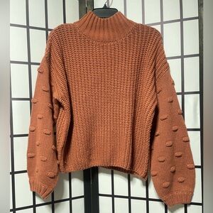 moon & madison Textured Knit Cowl Sweater in Rust